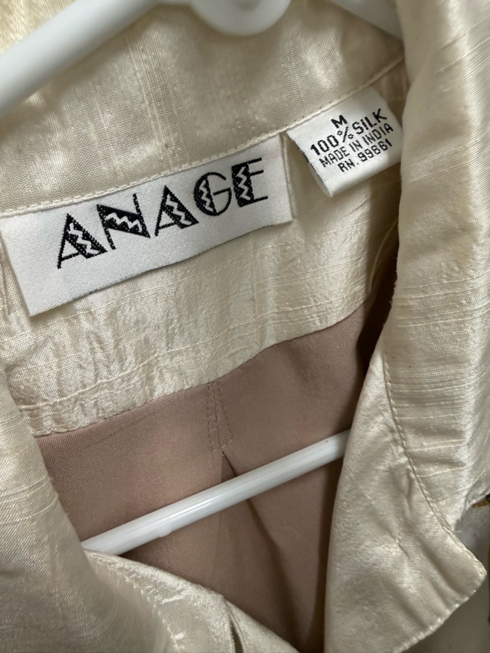 Anage Cream Silk Jacket with Neutral Lining